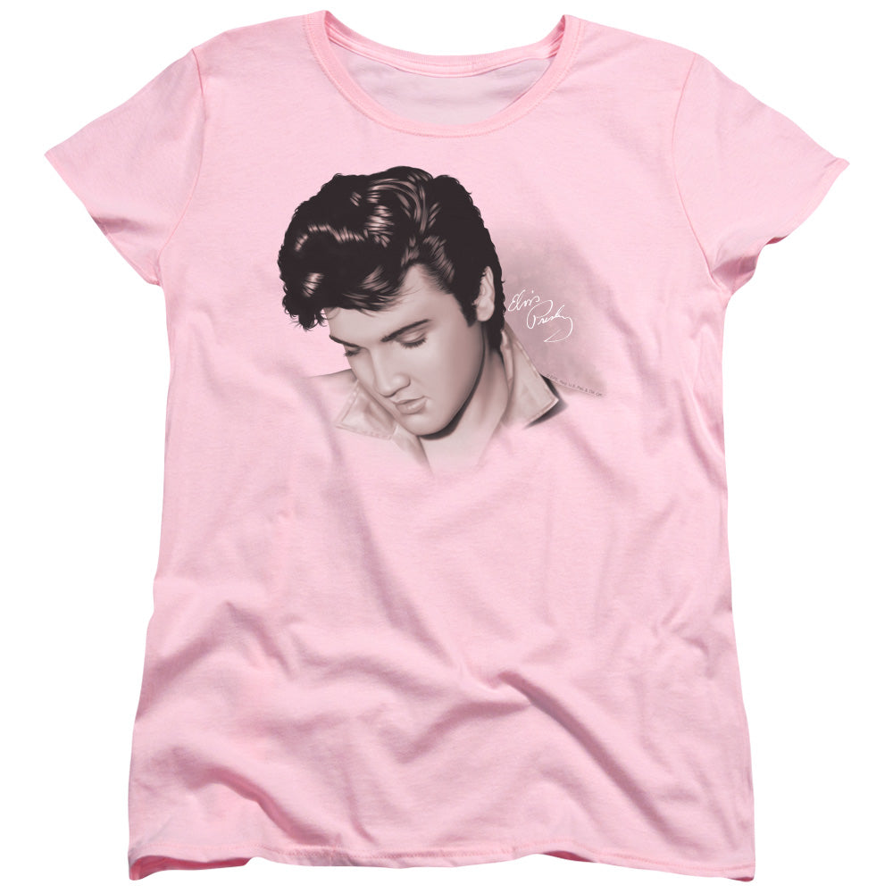 ELVIS PRESLEY/LOOKING DOWN - S/S WOMENS TEE - PINK