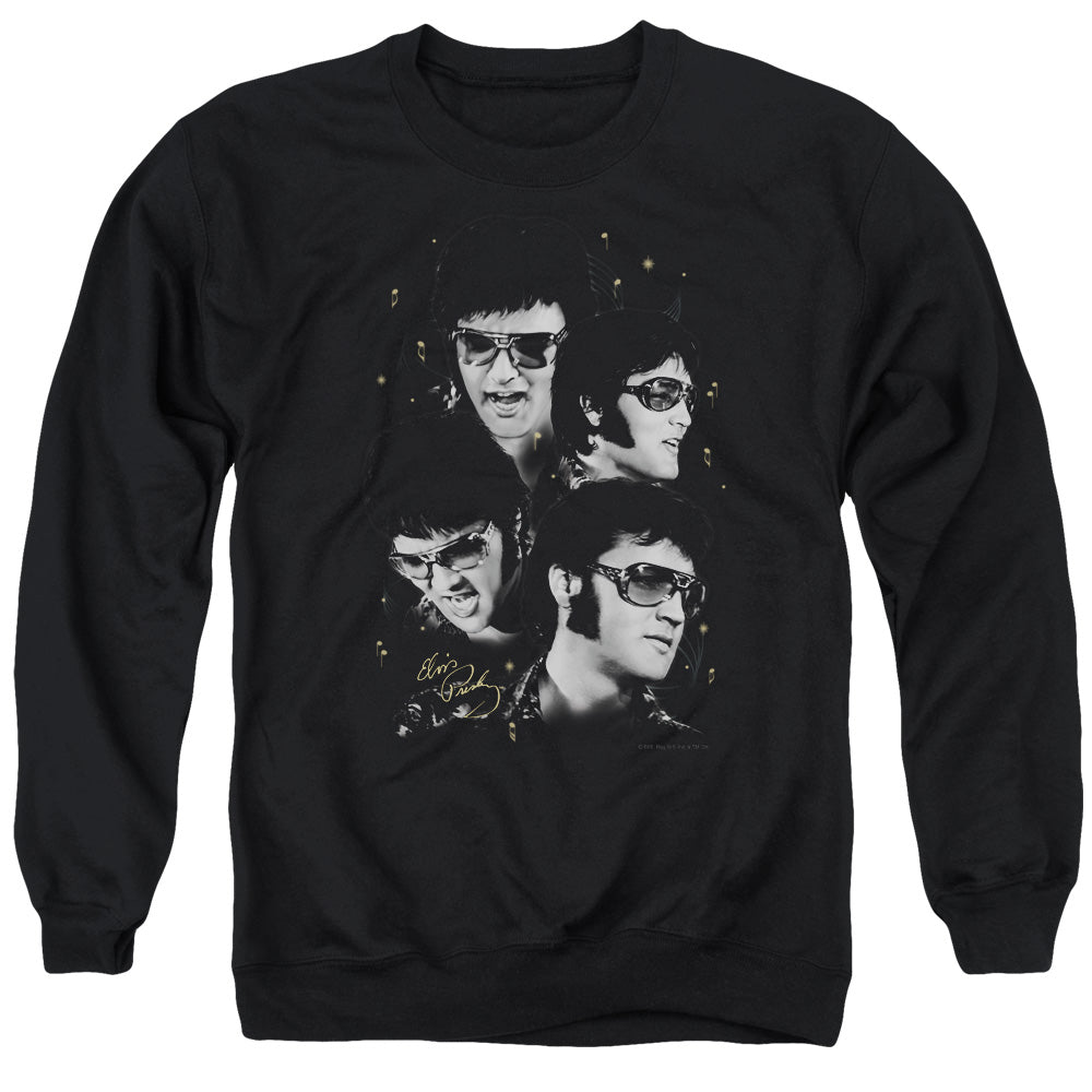 ELVIS PRESLEY/FACES - ADULT CREWNECK SWEATSHIRT - BLACK