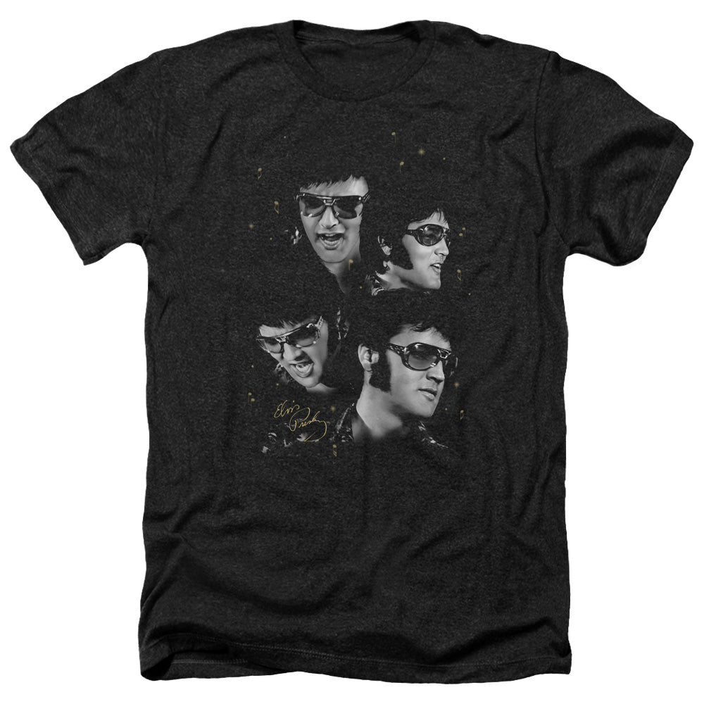 ELVIS PRESLEY/FACES - ADULT HEATHER - BLACK