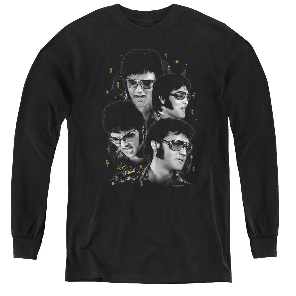 ELVIS PRESLEY/FACES - YOUTH LONG SLEEVE TEE - BLACK