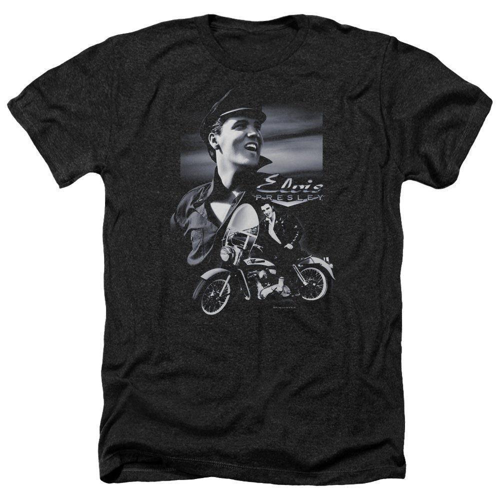 ELVIS PRESLEY/MOTORCYCLE - ADULT HEATHER - BLACK