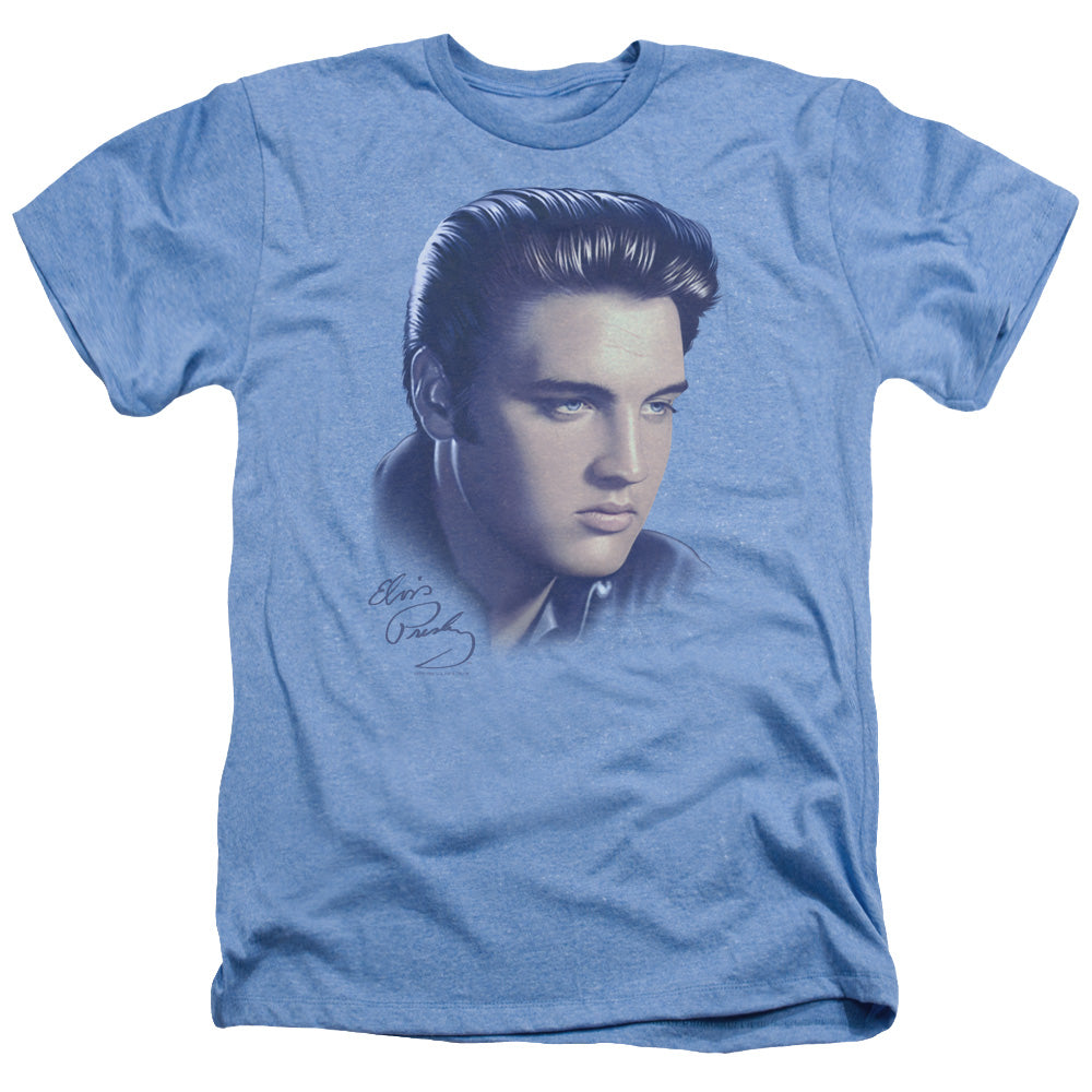 ELVIS PRESLEY/BIG PORTRAIT - ADULT HEATHER - LIGHT BLUE