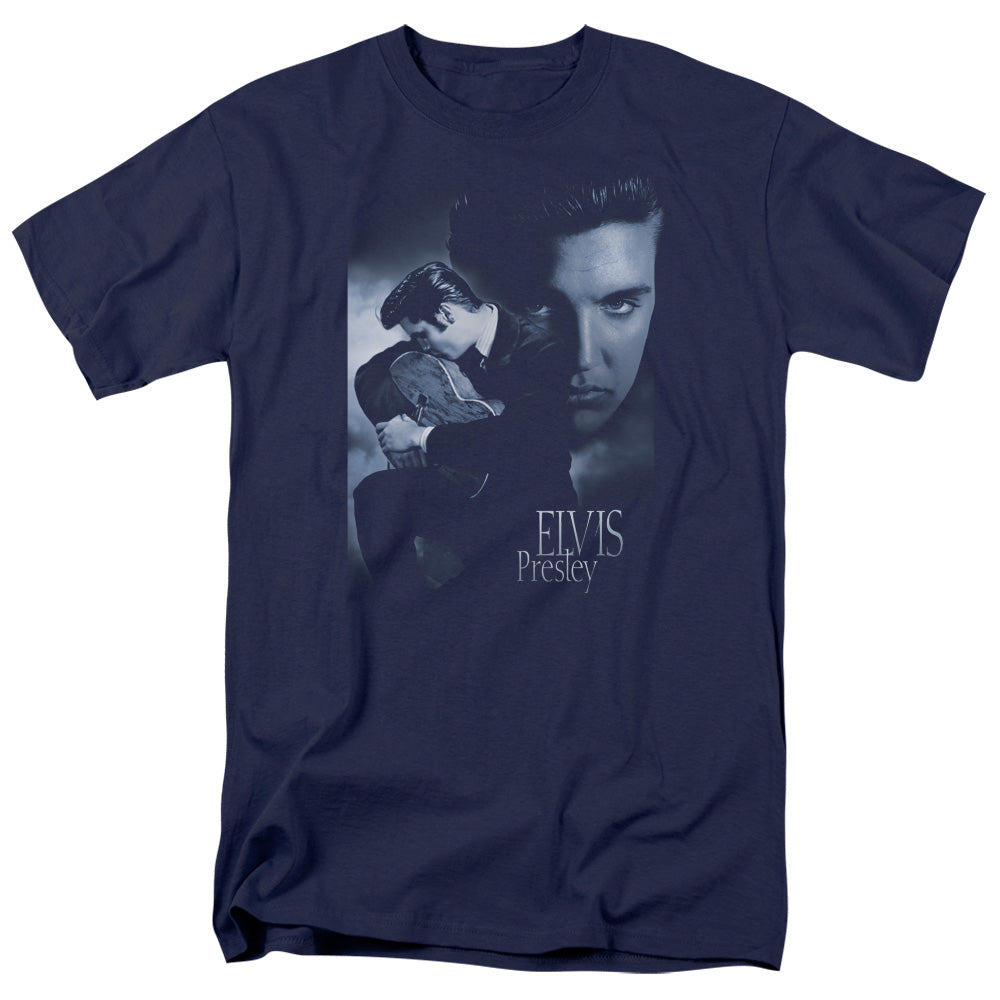 ELVIS PRESLEY/REVERENT - S/S ADULT 18/1 - NAVY