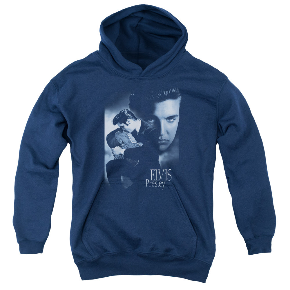 ELVIS PRESLEY/REVERENT - YOUTH PULLOVER HOODIE - NAVY