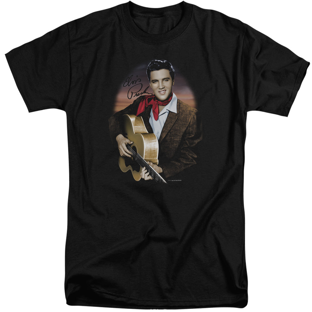 ELVIS PRESLEY/RED SCARF #2 - S/S ADULT TALL 18/1 - BLACK