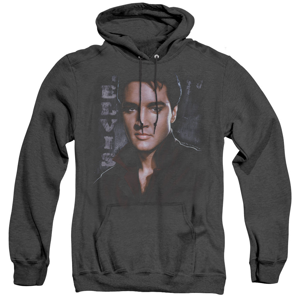 ELVIS PRESLEY/TOUGH - ADULT HEATHER HOODIE - BLACK