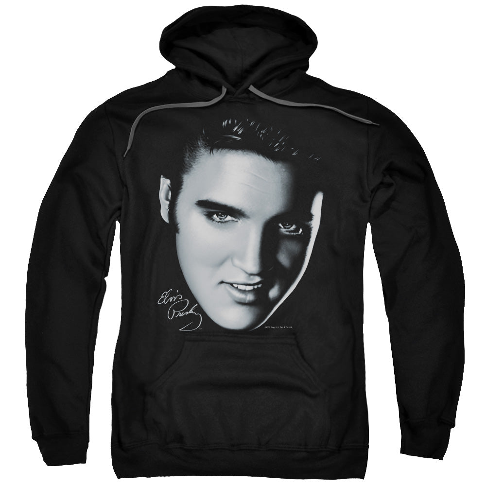 ELVIS PRESLEY/BIG FACE - ADULT PULLOVER HOODIE - BLACK