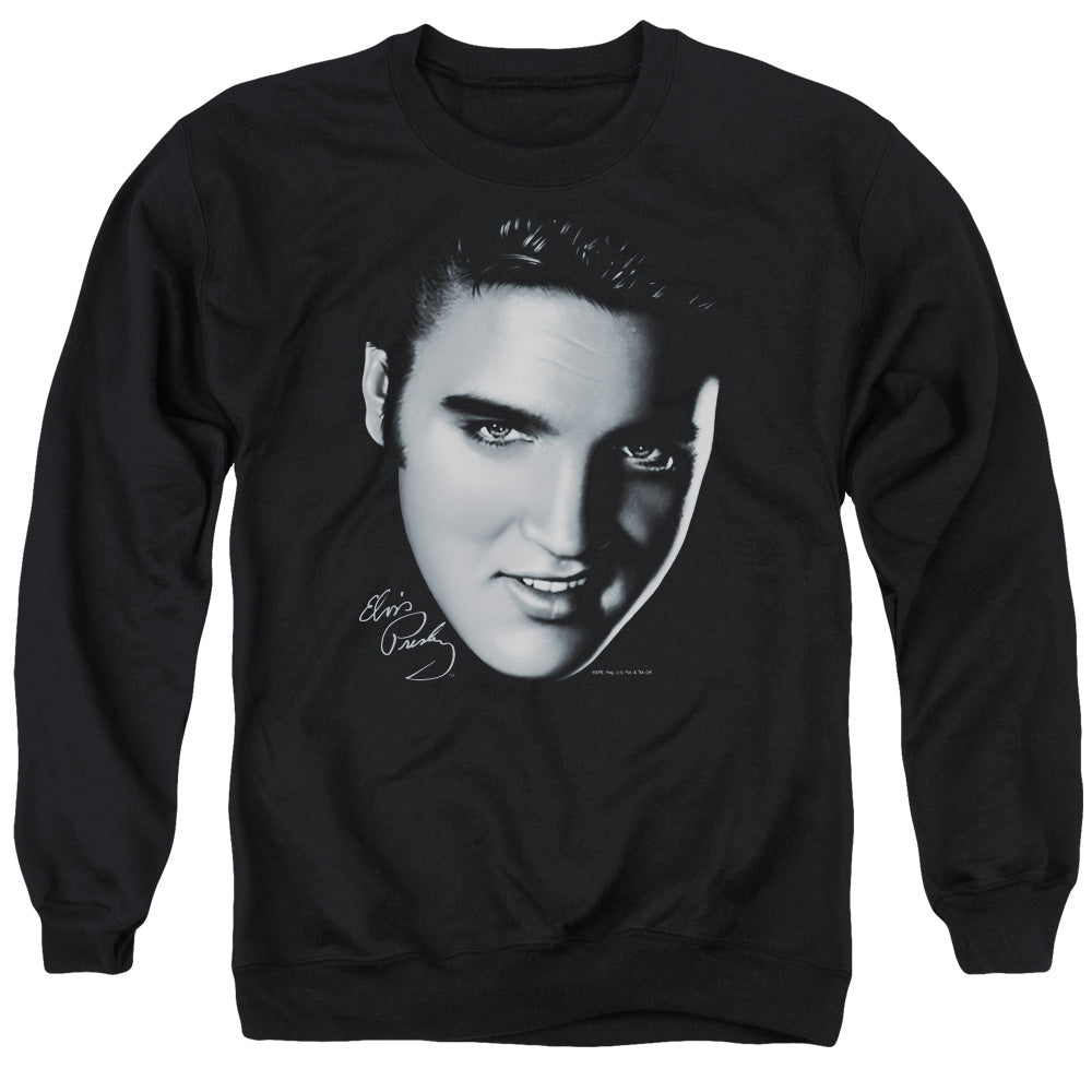 ELVIS PRESLEY/BIG FACE - ADULT CREWNECK SWEATSHIRT - BLACK