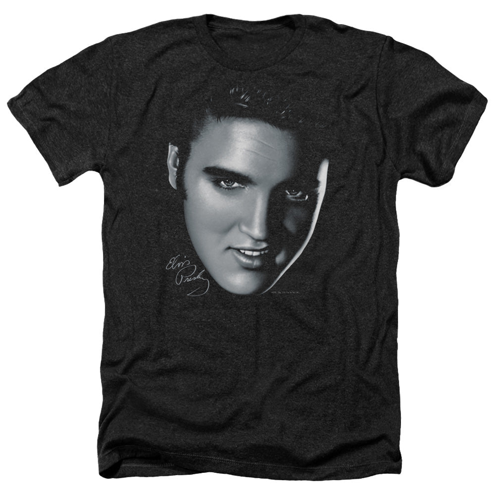 ELVIS PRESLEY/BIG FACE - ADULT HEATHER - BLACK