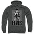 ELVIS PRESLEY/LEATHER - ADULT PULLOVER HOODIE - CHARCOAL