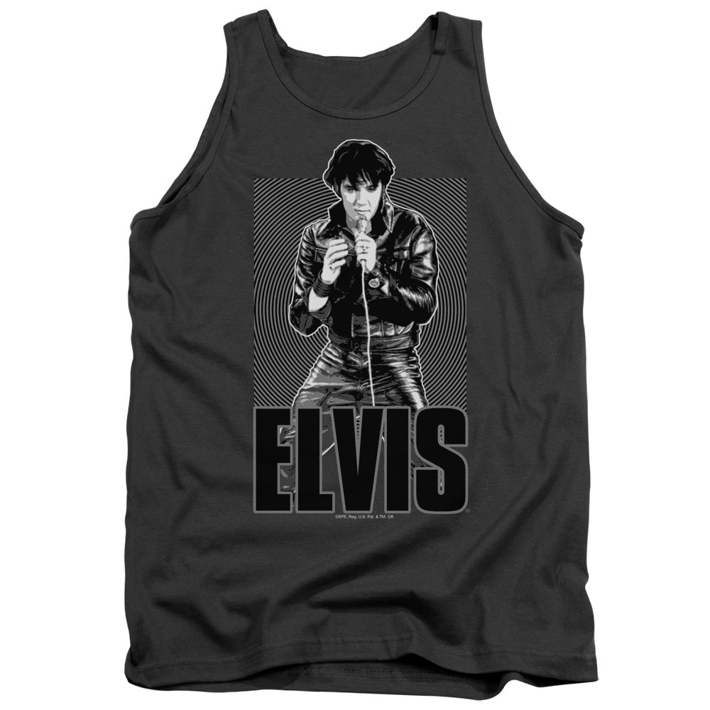 ELVIS PRESLEY/LEATHER - ADULT TANK - CHARCOAL