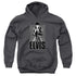 ELVIS PRESLEY/LEATHER - YOUTH PULLOVER HOODIE - CHARCOAL