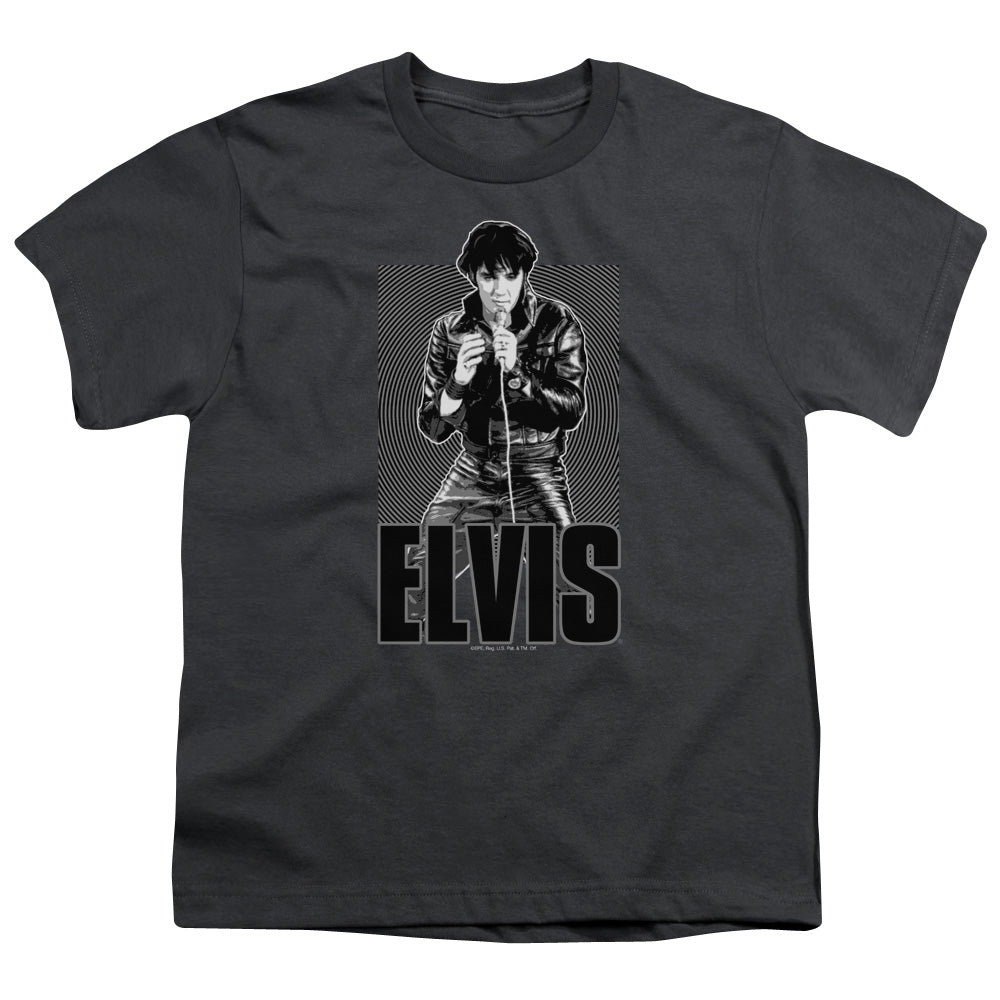 ELVIS PRESLEY/LEATHER - S/S YOUTH 18/1 - CHARCOAL