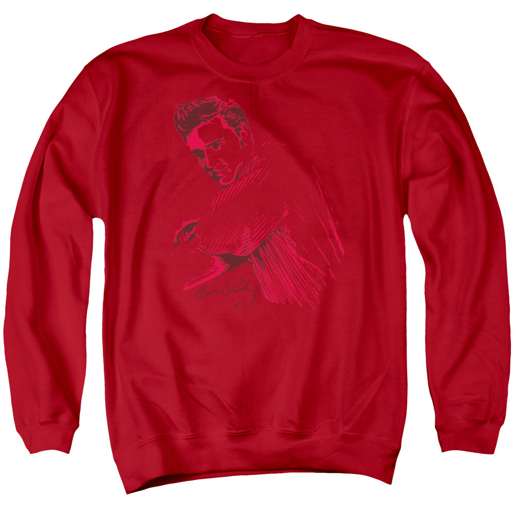 ELVIS PRESLEY/ON THE RANGE - ADULT CREWNECK SWEATSHIRT - RED