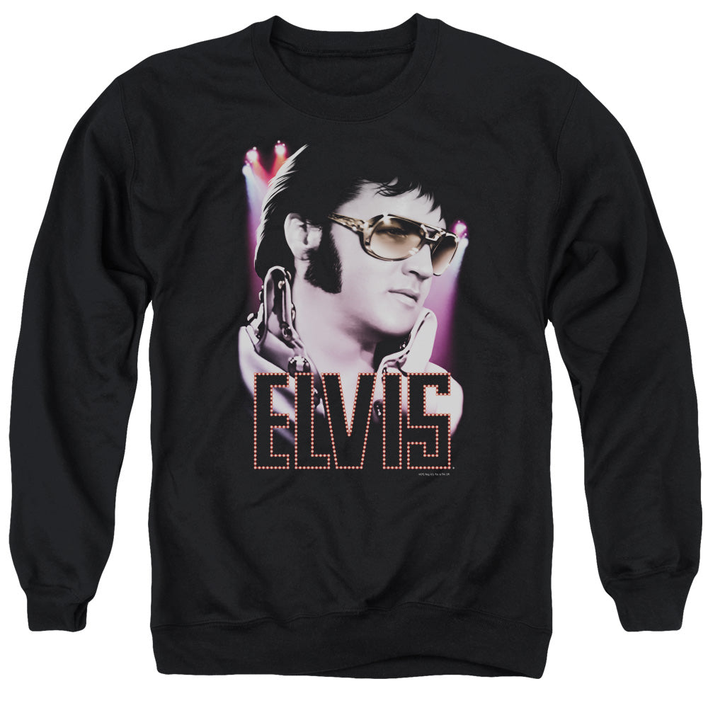 ELVIS PRESLEY/70&#39;S STAR - ADULT CREWNECK SWEATSHIRT - BLACK