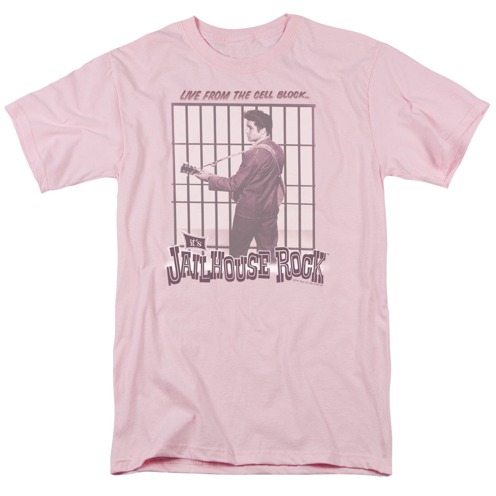 ELVIS PRESLEY/CELL BLOCK ROCK - S/S ADULT 18/1 - PINK