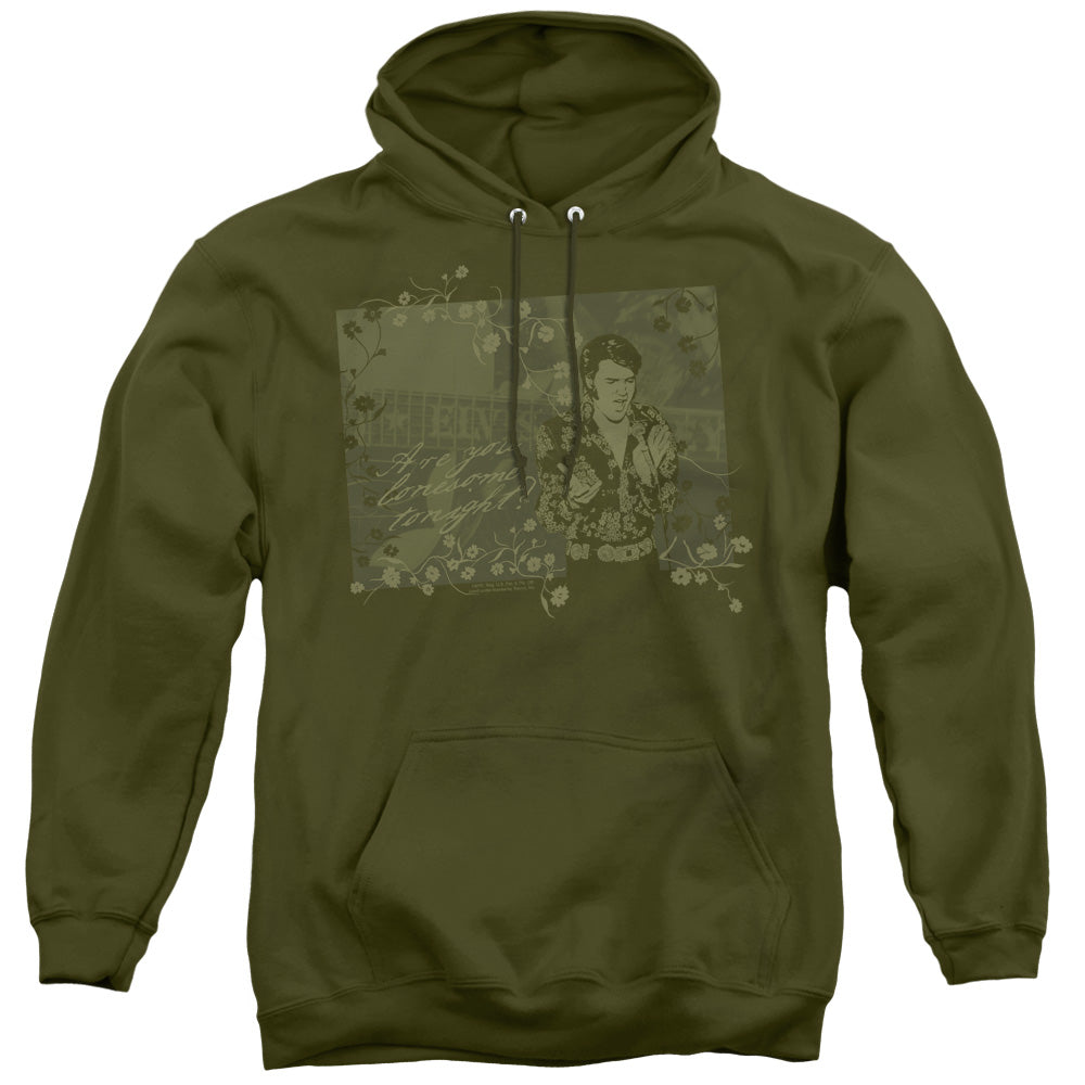 ELVIS PRESLEY/THAT 70S ELVIS - ADULT PULLOVER HOODIE - MILITARY GREEN