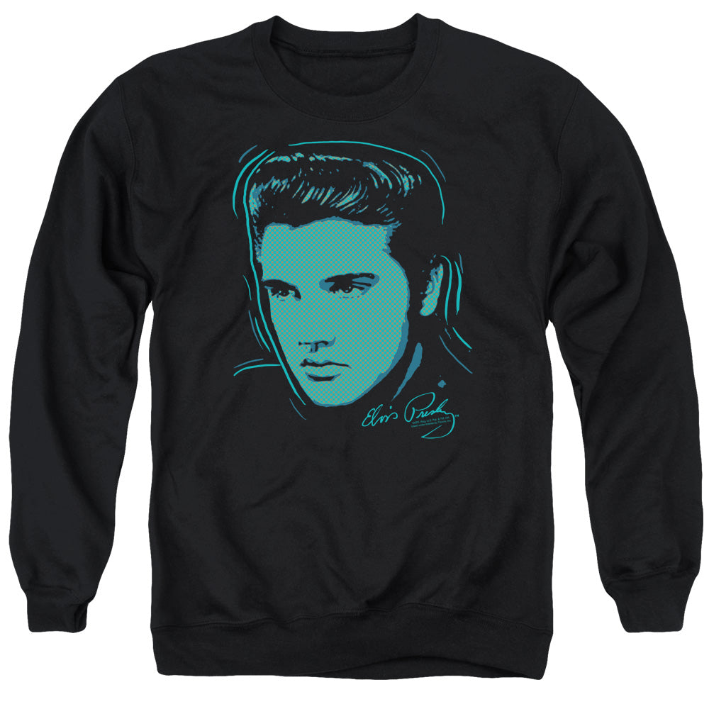 ELVIS PRESLEY/YOUNG DOTS - ADULT CREWNECK SWEATSHIRT - BLACK