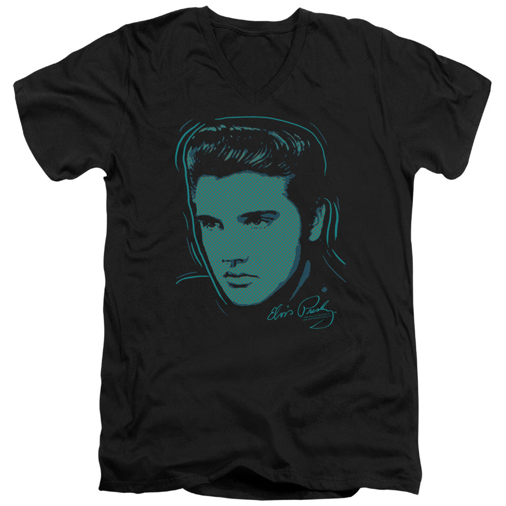 ELVIS PRESLEY/YOUNG DOTS - S/S ADULT V-NECK 30/1 - BLACK