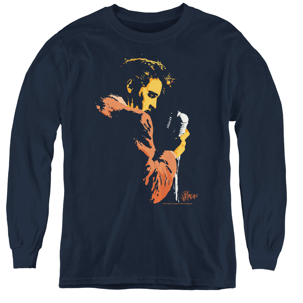 ELVIS PRESLEY/EARLY ELVIS - YOUTH LONG SLEEVE TEE - NAVY
