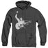 ELVIS PRESLEY/BLACK AND WHITE GUITARMAN - ADULT HEATHER HOODIE - BLACK