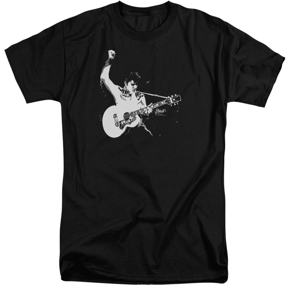 ELVIS PRESLEY/BLACK AND WHITE GUITARMAN - S/S ADULT TALL 18/1 - BLACK