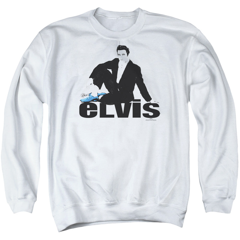 ELVIS PRESLEY/BLUE SUEDE - ADULT CREWNECK SWEATSHIRT - WHITE