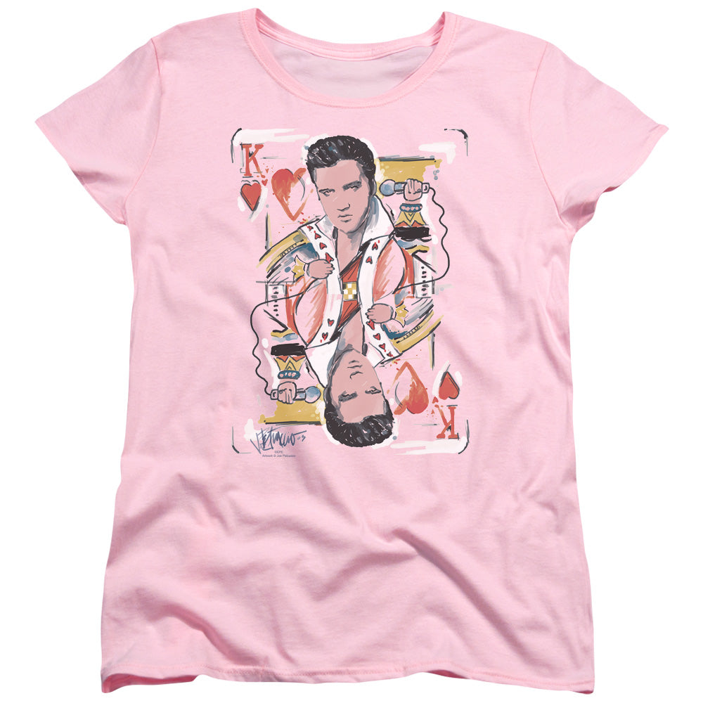 ELVIS PRESLEY/KING OF HEARTS - S/S WOMENS TEE - PINK