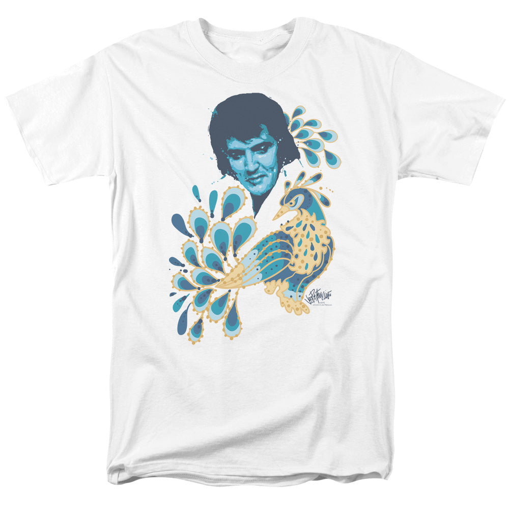 ELVIS PRESLEY/PEACOCK - S/S ADULT 18/1 - WHITE