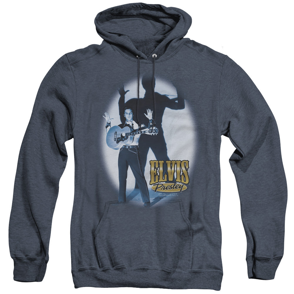 ELVIS PRESLEY/HANDS UP - ADULT HEATHER HOODIE - NAVY