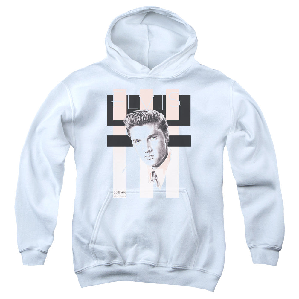 ELVIS PRESLEY/RETRO - YOUTH PULLOVER HOODIE - WHITE