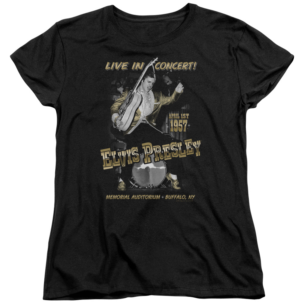 ELVIS PRESLEY/LIVE IN BUFFALO - S/S WOMENS TEE - BLACK