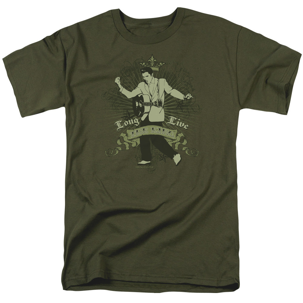 ELVIS PRESLEY/LONG LIVE THE KING - S/S ADULT 18/1 - MILITARY GREEN