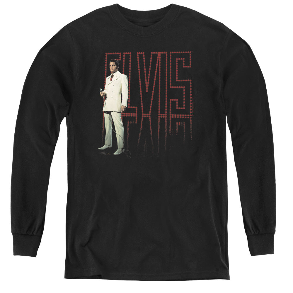 ELVIS PRESLEY/WHITE SUIT - YOUTH LONG SLEEVE TEE - BLACK