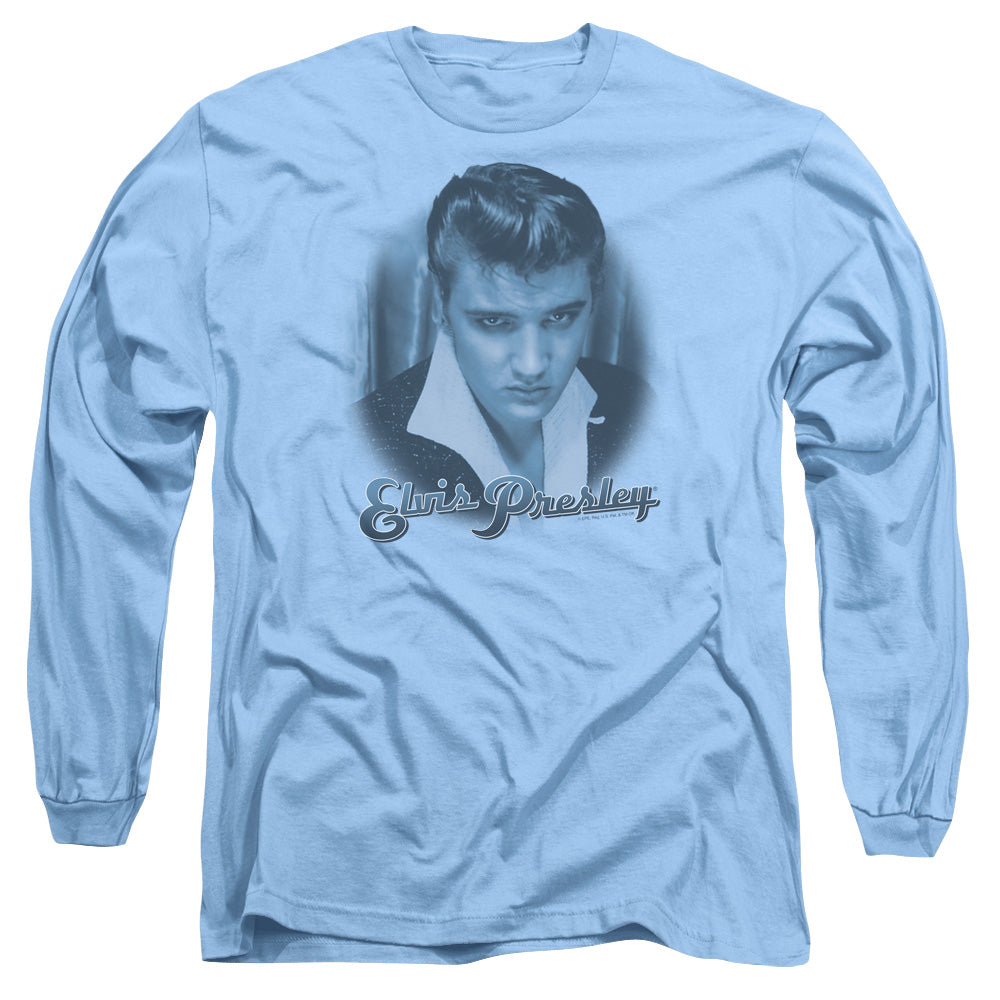 ELVIS PRESLEY/BLUE SUEDE FADE -  L/S ADULT 18/1  - CAROLINA BLUE