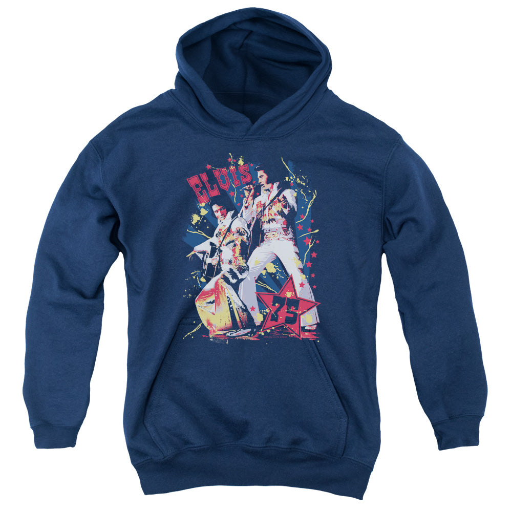 ELVIS PRESLEY/EAGLE ELVIS - YOUTH PULLOVER HOODIE - NAVY