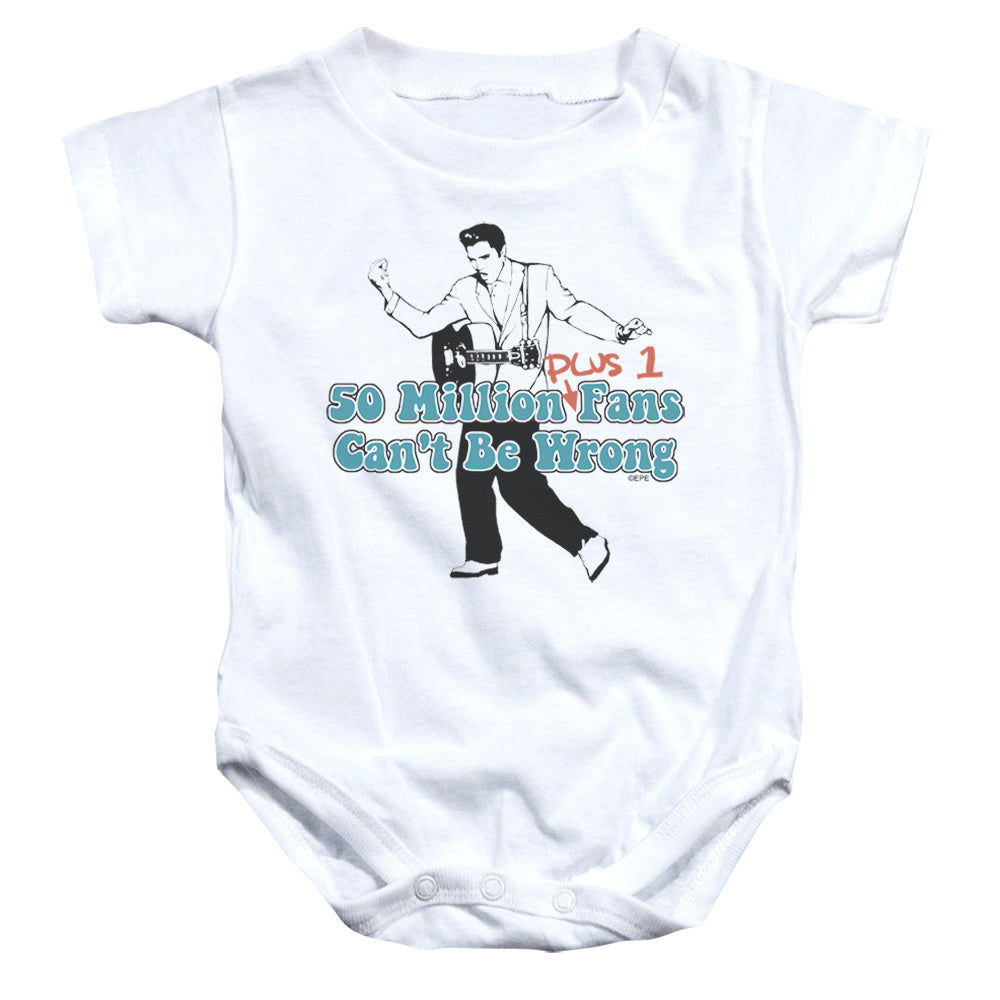 ELVIS PRESLEY/50 MILLION FANS PLUS 1 - INFANT SNAPSUIT - WHITE