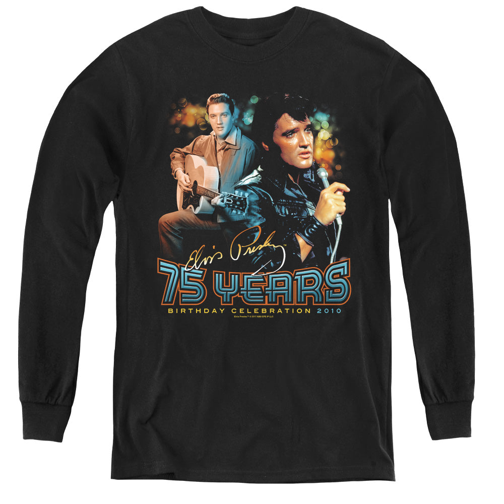 ELVIS PRESLEY/75 YEARS - YOUTH LONG SLEEVE TEE - BLACK