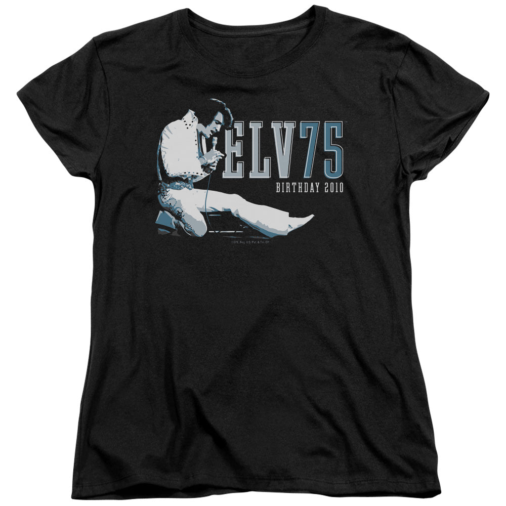 ELVIS PRESLEY/ELV 75 LOGO - S/S WOMENS TEE - BLACK