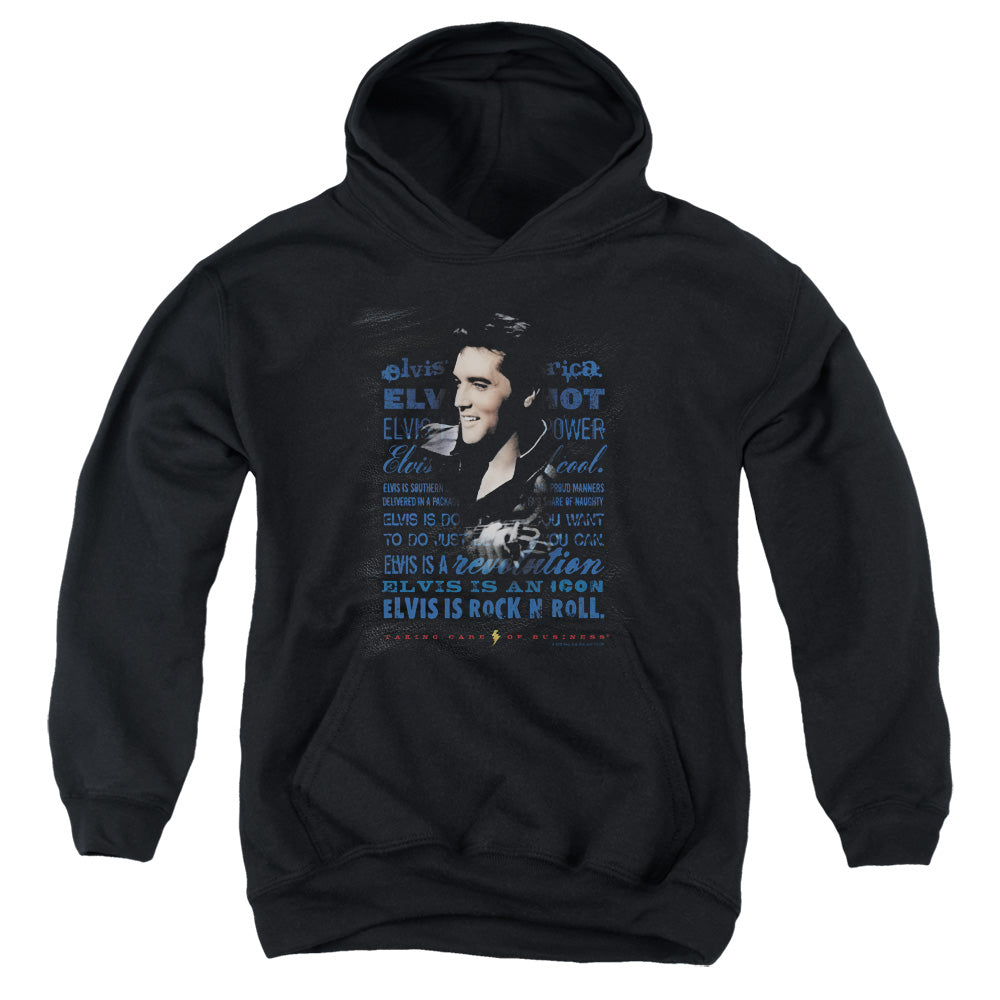 ELVIS PRESLEY/ICON - YOUTH PULLOVER HOODIE - BLACK