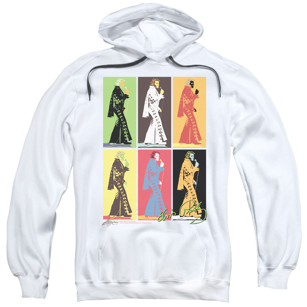 ELVIS PRESLEY/RETRO BOXES - ADULT PULLOVER HOODIE - WHITE