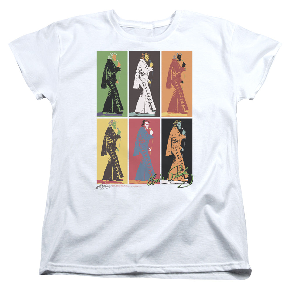 ELVIS PRESLEY/RETRO BOXES - S/S WOMENS TEE - WHITE