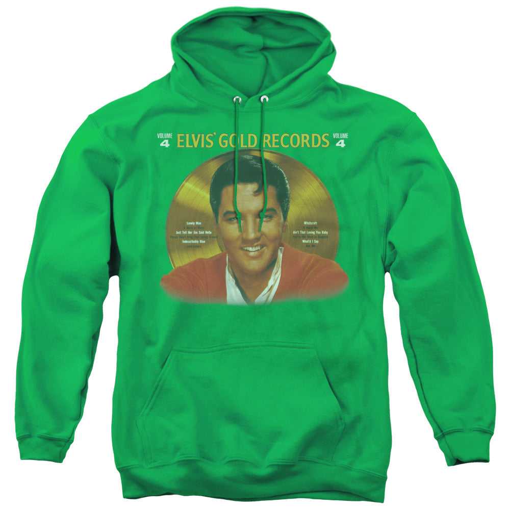 ELVIS PRESLEY/GOLD RECORDS - ADULT PULLOVER HOODIE - KELLY GREEN