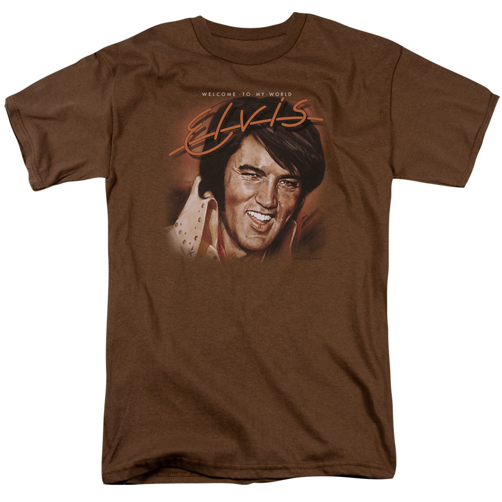 ELVIS PRESLEY/WELCOME TO MY WORLD - S/S ADULT 18/1 - COFFEE