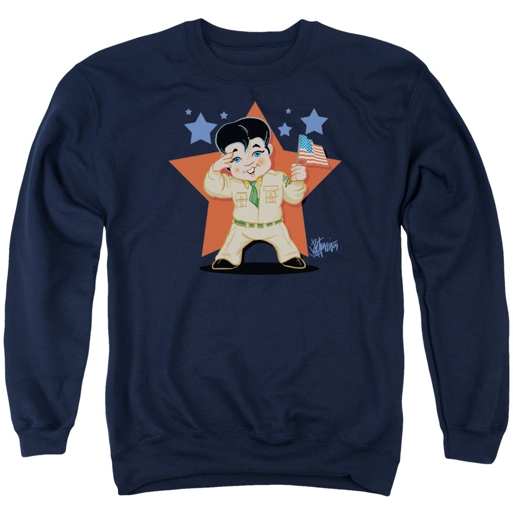 ELVIS PRESLEY/LIL G I - ADULT CREWNECK SWEATSHIRT - NAVY