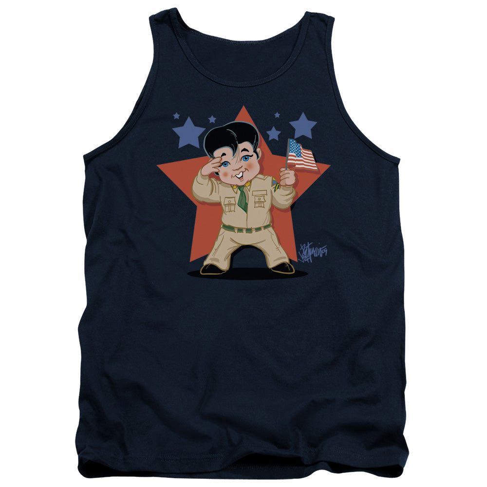 ELVIS PRESLEY/LIL G I - ADULT TANK - NAVY