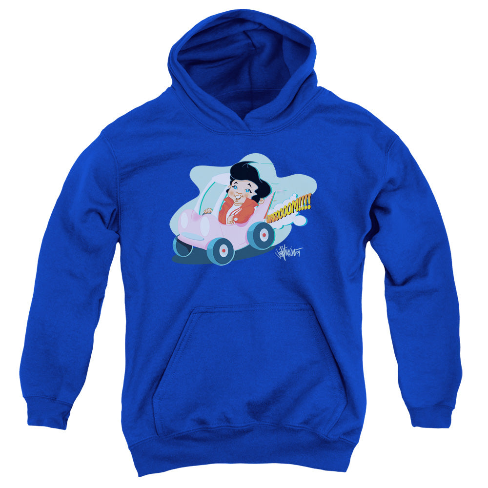 ELVIS PRESLEY/SPEEDWAY - YOUTH PULLOVER HOODIE - ROYAL BLUE
