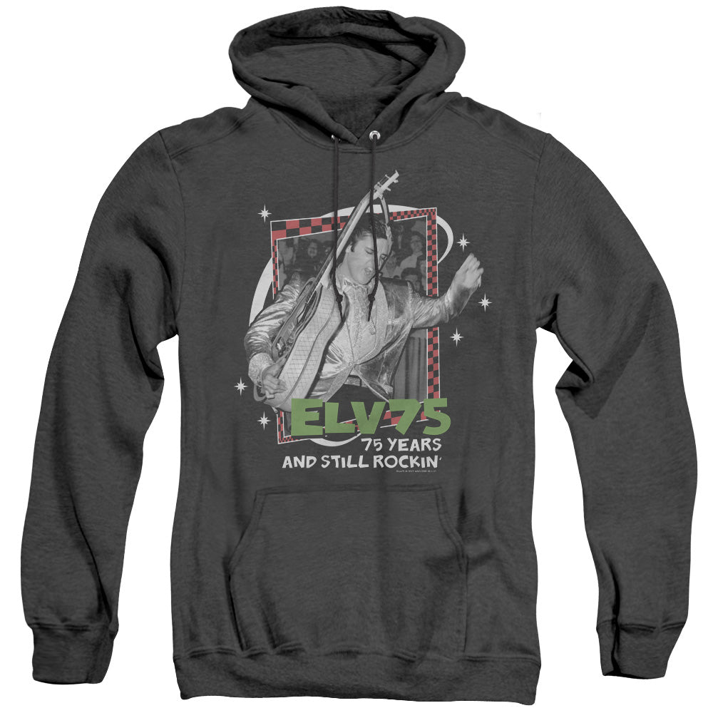 ELVIS PRESLEY/STILL ROCKIN - ADULT HEATHER HOODIE - BLACK