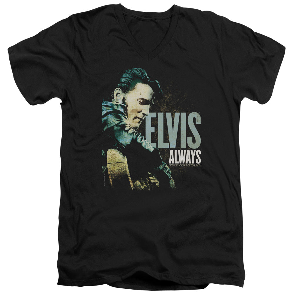 ELVIS PRESLEY/ALWAYS THE ORIGINAL - S/S ADULT V-NECK 30/1 - BLACK