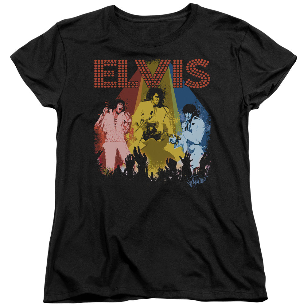 ELVIS PRESLEY/VEGAS REMEMBERED - S/S WOMENS TEE - BLACK